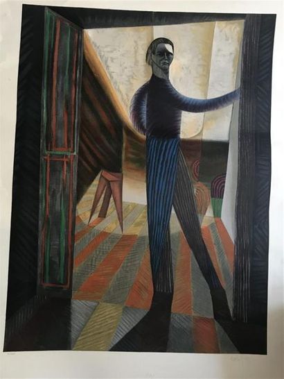  VASARELY (Victor). (1906-199). « L'artiste dans son atelier ». Lithographie signée...