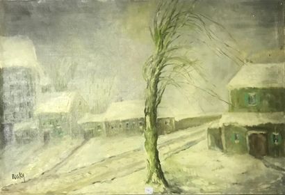 null MARIE-MADELEINE DE RASKY (1897-1982)
Maison sous la neige
Huile sur toile signée...