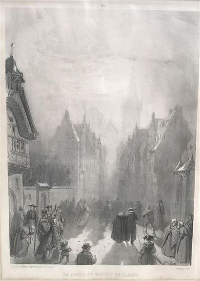 null D'après Gustave DORE 
La Messe de Minuit en Alsace
Lithographie, planche N°...