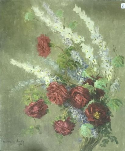 null MARIE-MADELEINE DE RASKY (1897-1982)
Roses et Delphinums, 1956
Huile sur toile...