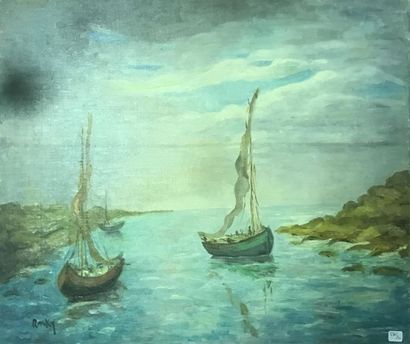 null MARIE-MADELEINE DE RASKY (1897-1982)
Trois barques
Huile sur toile signée en...