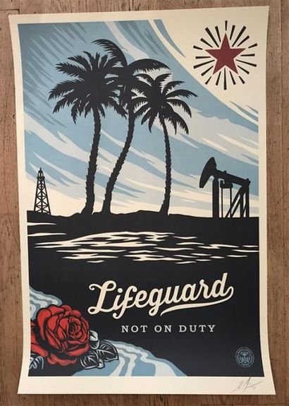  Shepard Fairey dit OBEY (1970) Lifeguard not on duty, 2017 Sérigraphie sur papier...