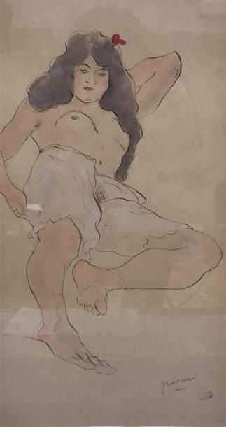 null Jules PASCIN (1885-1930) (Attribué à.)
Femme denudée
Encre et aquarelle sur...