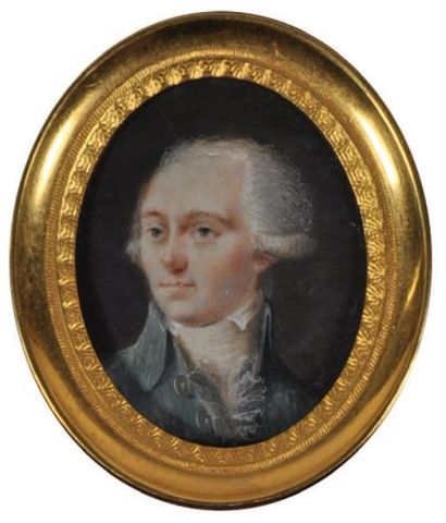 ÉCOLE FRANCAISE vers 1770 Portrait d'homme en habit vert Miniature ovale, sur ivoire....