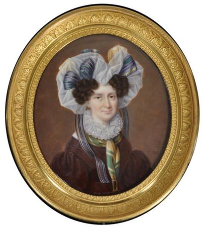 Etienne Ferdinand MULNIER (St-Domingue 1783-Paris 1854) Portrait de femme en robe...