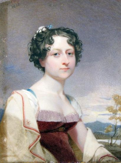 Andrew ROBERTSON (Aberdeen 1777- Hampstead - 1845) Portrait de jeune femme en robe...