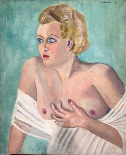 null Odette Viviane CHALIGNY
Nu à la robe blanche, 1938
Huile sur toile signée e...