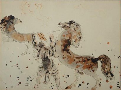 null Reuven RUBIN (1893-1974) 
Le dresseur de cheval 
Lithographie ou impression...