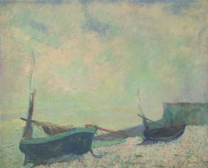 null Charles Ernest BUTLER (1864-1918/33)Barques échouées, 1909Huile sur toile, signée...