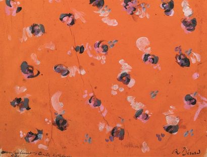 null Christian Jacques BERARD (1902-1949)
Projet de tissu, Fleurs sur fond orange
Gouache...