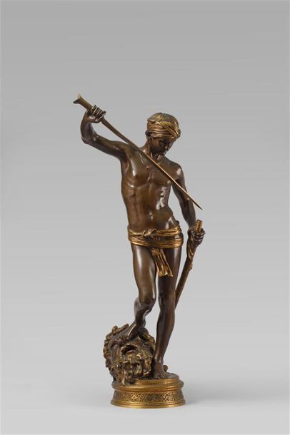 null Antonin MERCIE (1845 - 1905)
David vainqueur de Goliath
Bronze a patine brun-or
Fonte...