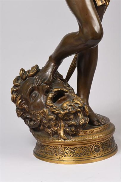 null Antonin MERCIE (1845 - 1905)
David vainqueur de Goliath
Bronze a patine brun-or
Fonte...