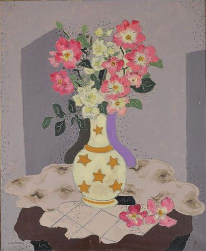 null Jean-François LAGLENNE (1899-1962)Bouquet au vase aux étoiles 
Huile sur toile,...