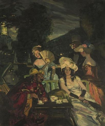 null Lucien SIMON (1861-1945)Comédie italienne, bal masquéHuile sur toile, signée...