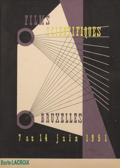 null Boris LACROIX (1902-1984)
Maquette d'affiche pour les Films Scientifiques, Bruxelles,...