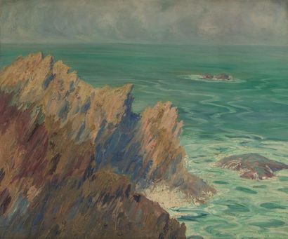 null Harald GALLEN (1880-1931)Les rochers, 1908Huile sur toile, signée et datée en...