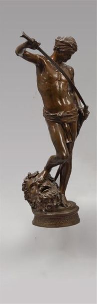 null Antonin MERCIE (1845 - 1905)
David vainqueur de Goliath
Bronze à patine brune...