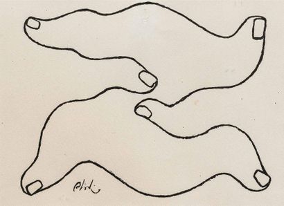  ABIDINE Dino (1913-1993) Composition de doigts Acrylique sur toile signée en bas...