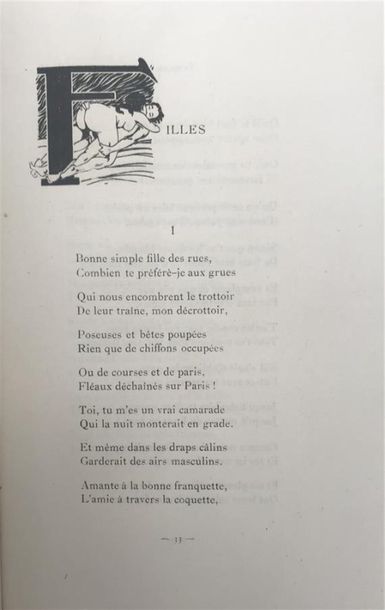 null VERLAINE (Paul). Oeuvres libres, s.l.n.d ; in-8 en ff.
	6 gravures libres