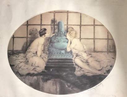 null Louis ICART
Deux femmes aux côtés d'un bouddha
Gravure en couleurs
48 x 64 cm...