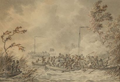 null Dirk Langendick (1748 – 1805)

Combat naval

Encre et lavis, signée en bas à...