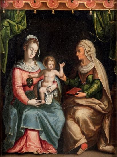 null Ecole Anversoise du XVIIème siècle

Vierge à l'Enfant avec sainte Anne 

Panneau...