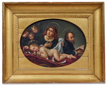 null Ecole italienne vers 1850 d’après Dolci

L’enfant Jésus

Huile ovale

28,5 x...