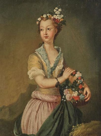 null Attribué à Christian Wilhelm Ernst DIETRICH (1712-1774)
Jeune femme en Flore
Panneau...