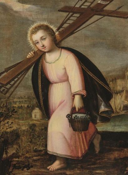 null Ecole FRANCAISE du XVIIème siècle
Le Christ enfant portant les instruments de...