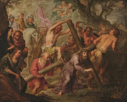 null Gaspard Van den HOECKE (1585- après 1648) attribué à 
Le Christ portant la Croix
Huile...