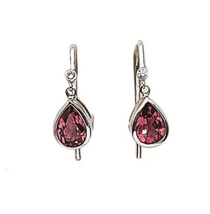 null Paire de BOUCLES D'OREILLES en or (750) ornée d'un très petit diamant et d'une...