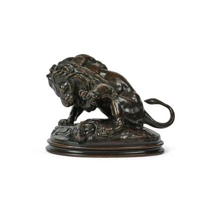 null Antoine Louis BARYE (1796-1875) 
Lion au serpent n° 3
Bronze à patine brune...