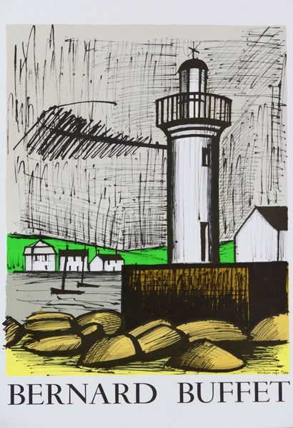  BUFFET Bernard (1928 - 1999) d'après - Affiche à décor d'un phare ressemblant à... Gazette Drouot