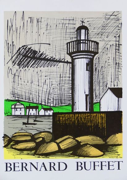  BUFFET Bernard (1928 - 1999) d'après - Affiche à décor d'un phare ressemblant à... Gazette Drouot