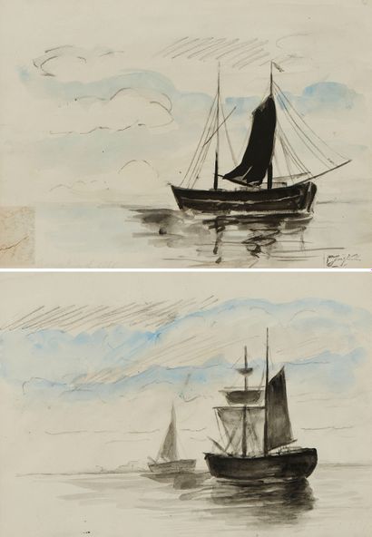  Dans le goût de Johan Barthold Jongkind (1819-1891)

Deux études de bateaux, aquarelles,... Gazette Drouot