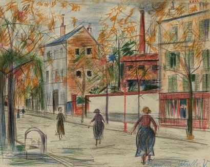  Maurice Utrillo (1883-1955)
Rue à Montmartre, lithographie, 27x35 cm Gazette Drouot