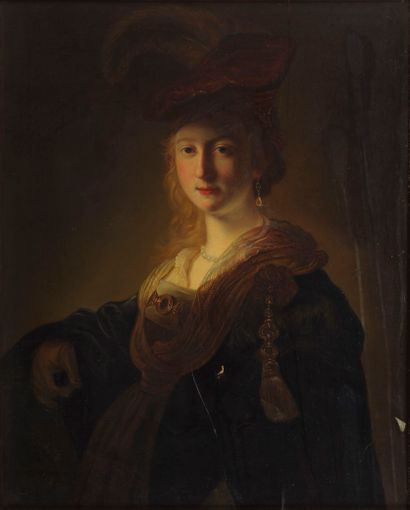  Copie d'apres Rembrandt Harmenszoon van Rijn (1606-1669)
Portrait de femme au chapeau,... Gazette Drouot