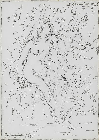  Emile Chambon (1903-1933)
Hommage à Gustave Courbet, encre sur papier, signée et... Gazette Drouot