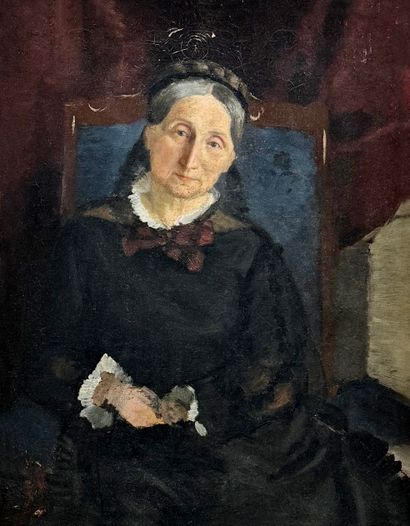  Attribué à Evert van Muyden (1853-1922)
Etude de femme assise, huile sur toile,... Gazette Drouot