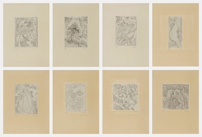  André Masson (1896-1987)
8 scènes érotiques, suite de 8 pointes sèches, no 16/30,... Gazette Drouot