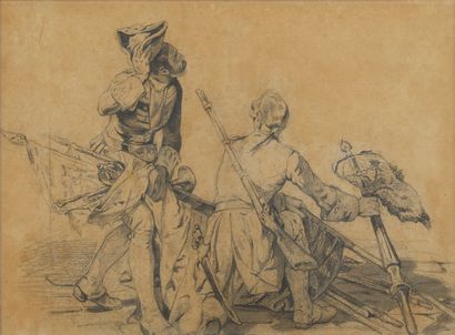  Horace Vernet (1789-1863)
Militaires, étude pour la bataille de Fontenoy (1828),... Gazette Drouot
