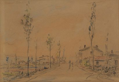  Johan-Barthold Jongkind (1819-1891)
Chemin près d'un village, aquarelle, signée,... Gazette Drouot