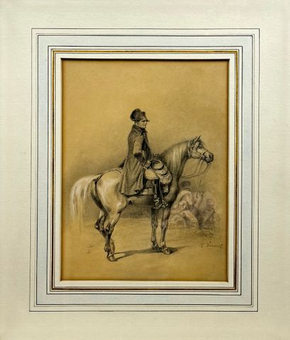  Horace Vernet (1789-1863)
Napoléon, fusain et gouache sur papier, 27x20 cm Gazette Drouot
