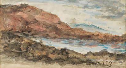  Gustave Doré (1832-1883)
Paysage écossais, aquarelle, signée, 16.5x28.5 cm. Provenance... Gazette Drouot