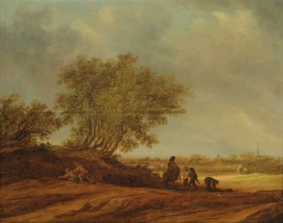  Salomon van Ruysdael (1602-1670)
Scène de chasse près du bosquet, huile sur panneau,... Gazette Drouot