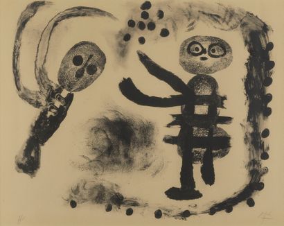  Joan Miro (1893-1983)
Petite fille au bois, lithographie, signée et justifiée HC,... Gazette Drouot