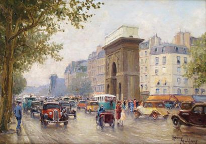 Henry MALFROY - 1895-1944 PARIS, LES GRANDS BOULEVARDS Huile sur panneau signée en...