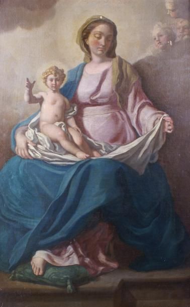 ÉCOLE ITALIENNE DU XVIIe SIÈCLE, entourage de Carlo DOLCI LA VIERGE ET L'ENFANT Huile...