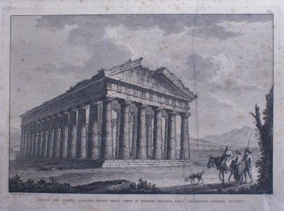 Rafaello MORGHEN - 1758-1833 VUE DU TEMPLE ESASTILO I PETRO Gravure d'époque XVIIIe...