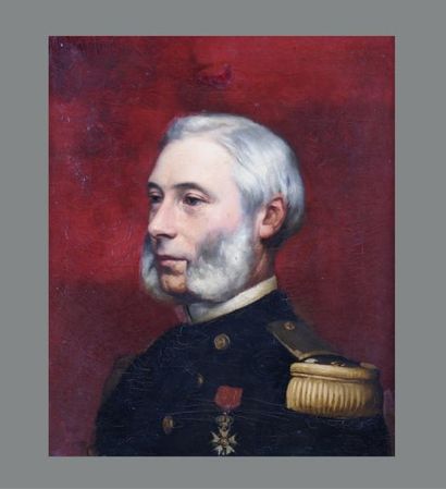 BOUTET de MONVEL Louis (1850- 1913) Portrait d'officier de profil portant la Légion...